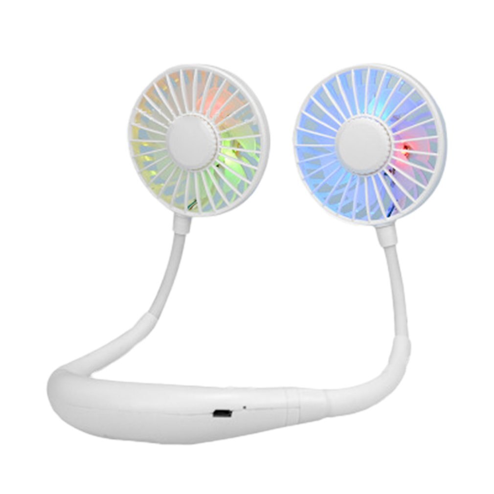 Lazy Hanging Neck Fan Aromatherapy With Light Usb Mini Portable Sports Fan Double-Head Charging Folding Fan