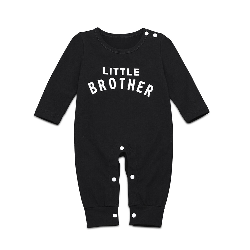 Nreborn – combinaison en coton pour bébé garçon et petit frère, combinaison chaude à manches longues, vêtements pour enfants de 0 à 24M, automne et hiver: Black / 3M