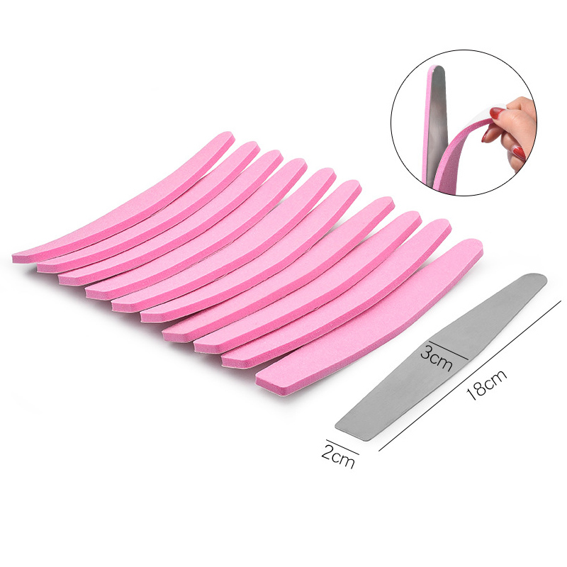Metall neglefil med 10 stk erstatningsslipepapir bufferstrimler selvklebende puter rustfritt stål håndtak dobbel side hard hudfjerner: 02