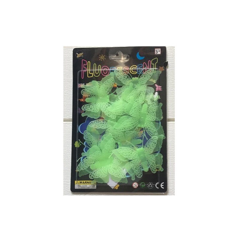 Children Luminous PVC Switch Sticker Cartoon Glowing In The Dark Wall Sticker Home Room Decor 3D Luminous Butterfly Sticker Toys: green