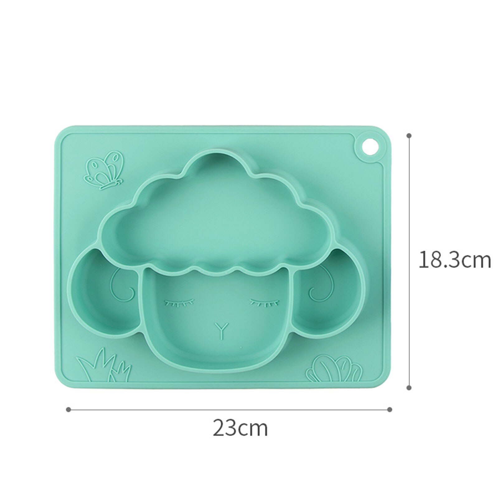 Plato de silicona para bebé, plato antideslizante para alimentación de ovejas, plato dividido, vajilla para niños y niñas: Verde