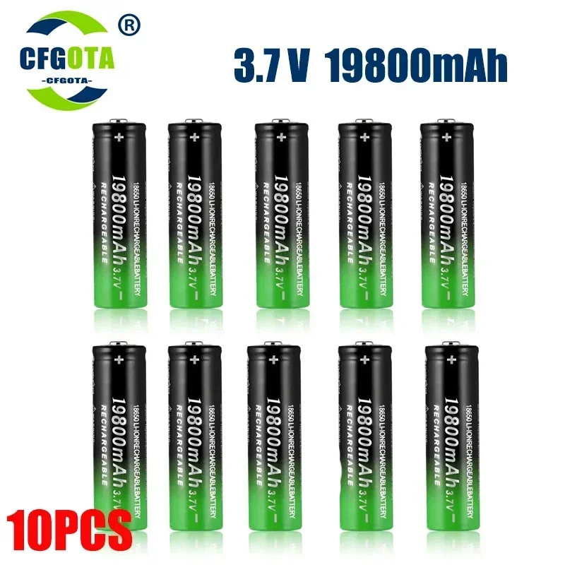 18650 Baterías de Litio Linterna 18650 Batería Recargable 3.7V 19800 Mah para Linterna + Cargador USB