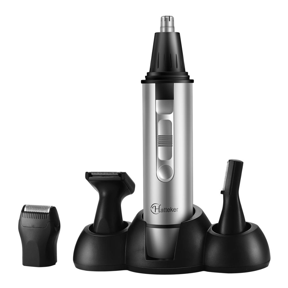 HATTEKER Nose Hair Trimmer 4 in 1 Multifunctional Nose hair cutting AA Battery Waterproof beard trimmer for men micro tondeuse