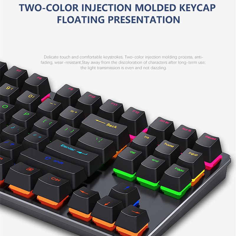 Mechanical Keyboard Gaming 87 keys Wired USB Keyboards With RGB LED Backlight For Tablet PC Gamer Desktop Computer Desktop Linux