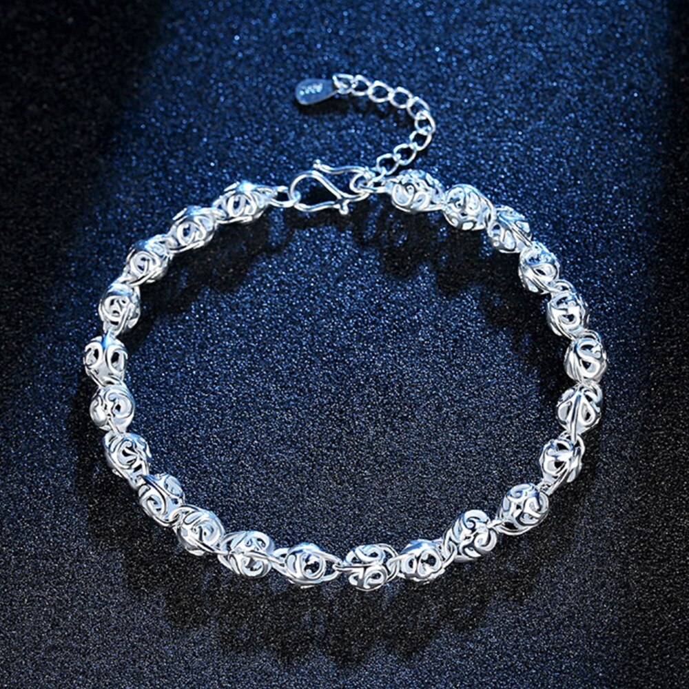 NEHZY dames bracelet en argent de rond rétro creux main bijoux bracelet longueur 18.5 + 4CM