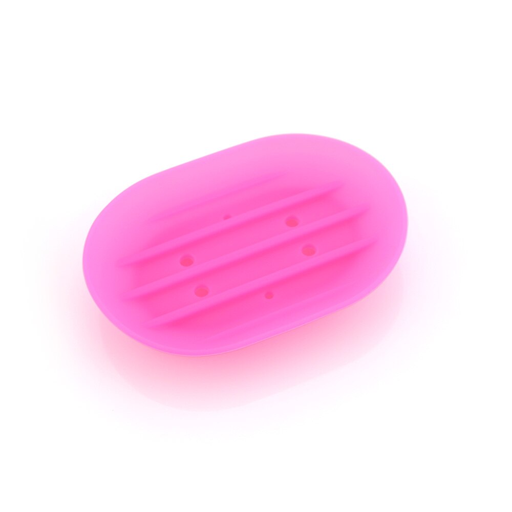 Silicon Kitchen Bathroom Flexible Soap Dish Plate Holder Tray Soapbox Home travel Soap Dishes 9 Colors 26:  ROSE RED