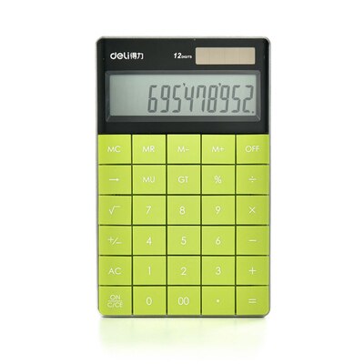Hotsale calculadora Slim Portable mini 12 digital calculator Solar Energy Tablet buttons keyboard Dual power supply rekenmachine: Green