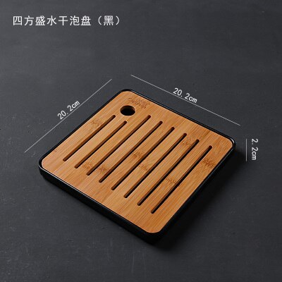 XMT-HOME Kung Fu tea serving tray bamboo wooden tray 1pc: square black