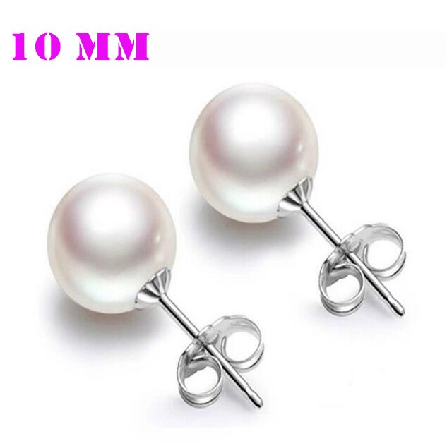 4 Size 12Mm 10Mm 8Mm 6Mm Trendy Oorbellen Top Bal Crystal Stud earring Voor Vrouwen Mode-sieraden: Pearl 10 MM