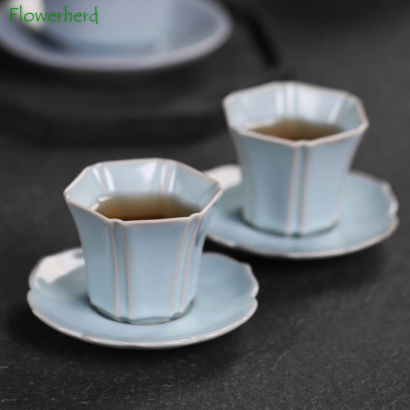 Ceramic Tea Cup Teaware Kung Fu Tea Set Cup Handmade Teacup Coaster Tea Trays Tea Bowl