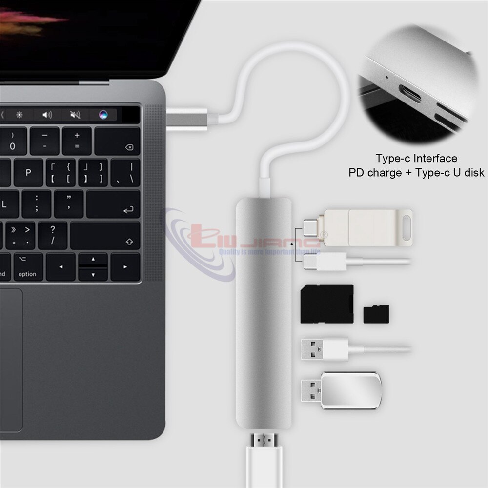 USB Type C HUB Thunderbolt 3 Adapter USB-C HDMI 4 K PD USB 3.0 Micro SD TF Card voor MacBook pro Samsung S9 Huawei Mate 20 P20