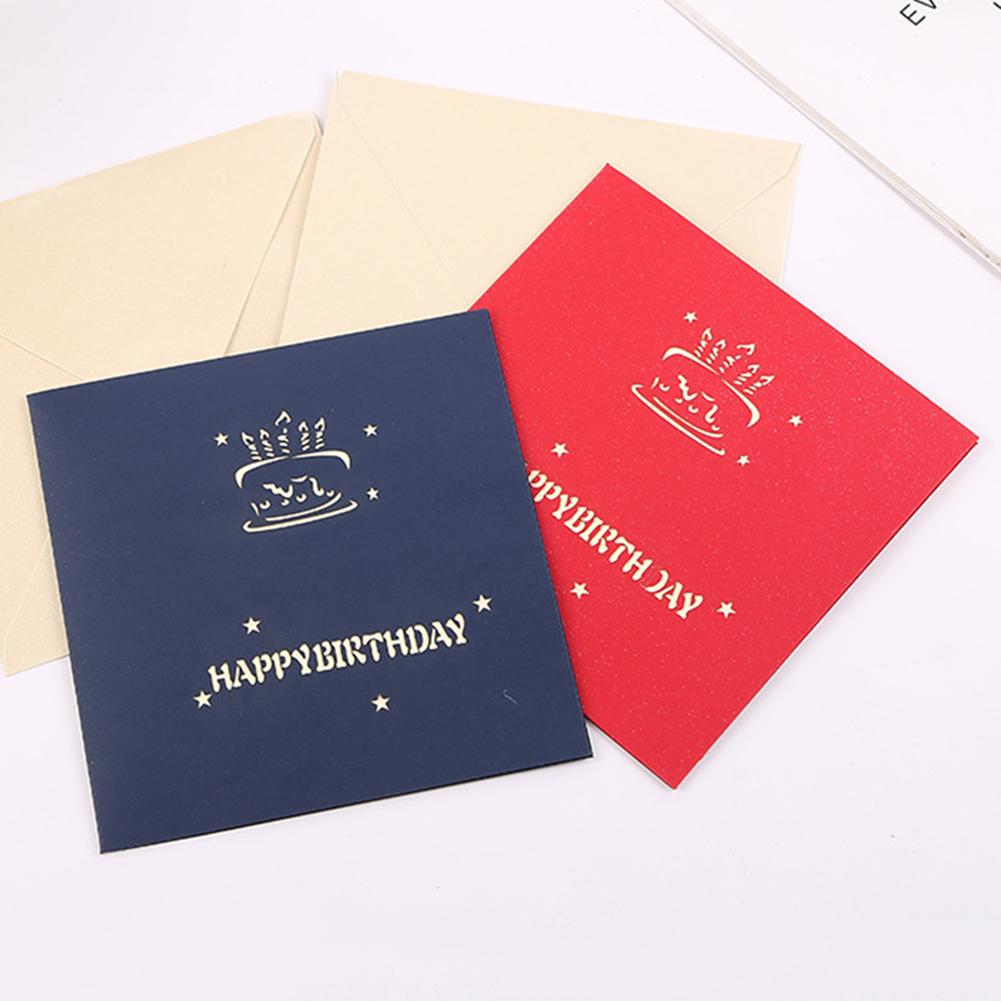 Happy Birthday Lover Anniversary Invitations Cake 3D Greeting Card Postcard