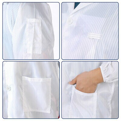 Anti Static Overalls Unisex ESD Lab Coat Button Up S White