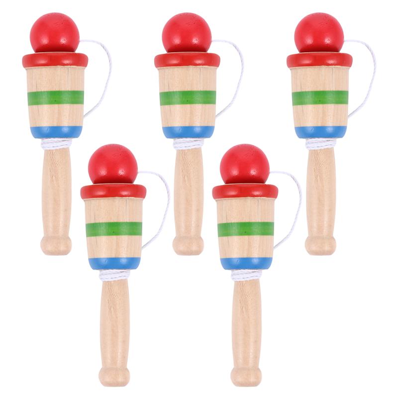 5 pièces enfants Anti-Stress sûr Simple en bois Bilboquet tasse et balle jouets éducatifs préscolaires pour les enfants en plein air jeux drôles