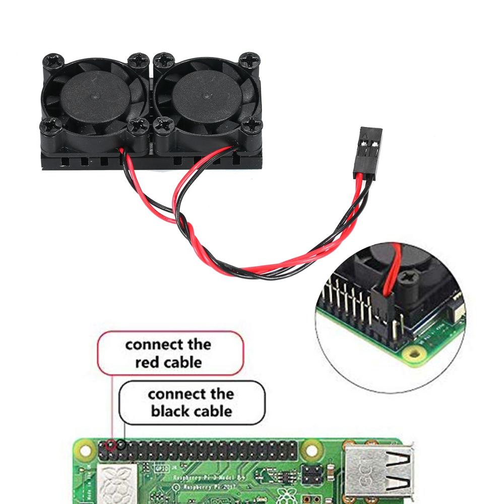 Universal Raspberry Pi Cooling Dual Fan DC 5V and RAM Copper Heatsink for for Raspberry Pi 4 Model B Raspberry Pi 3/2 Model B 3B