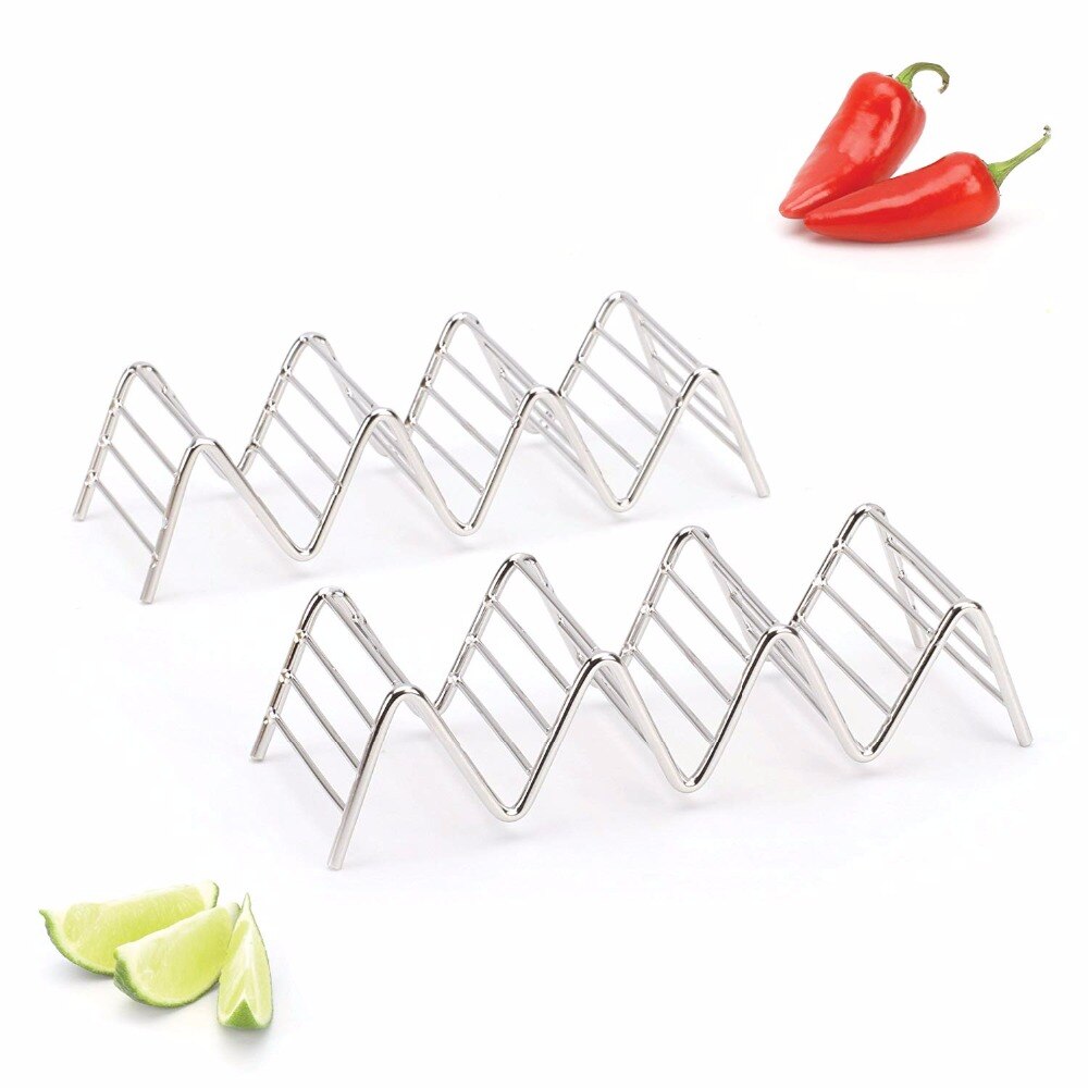 Visual Touch Taco Holder Stainless Steel Taco Server Rack Dish Sandwiches Serving Plate Buffet 3/4 Slots Rustproof Rack Bracket