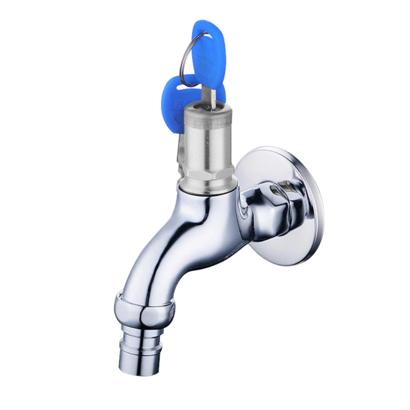 Roestvrij Staal Water Kraan Anti-diefstal Kraan Water Tap met Slot Legering Messing Sleutelschakelaar Kraan voor Keuken Badkamer tuin: Default Title
