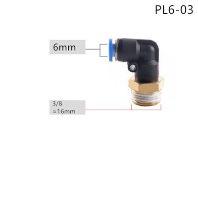 PL Pneumatic connector 4mm-12mm Hose OD 1/8" 1/4" 3/8" 1/2" Male Thread Pneumatic Tube Elbow Connector Tube Air Push In Fitting: PL6-03