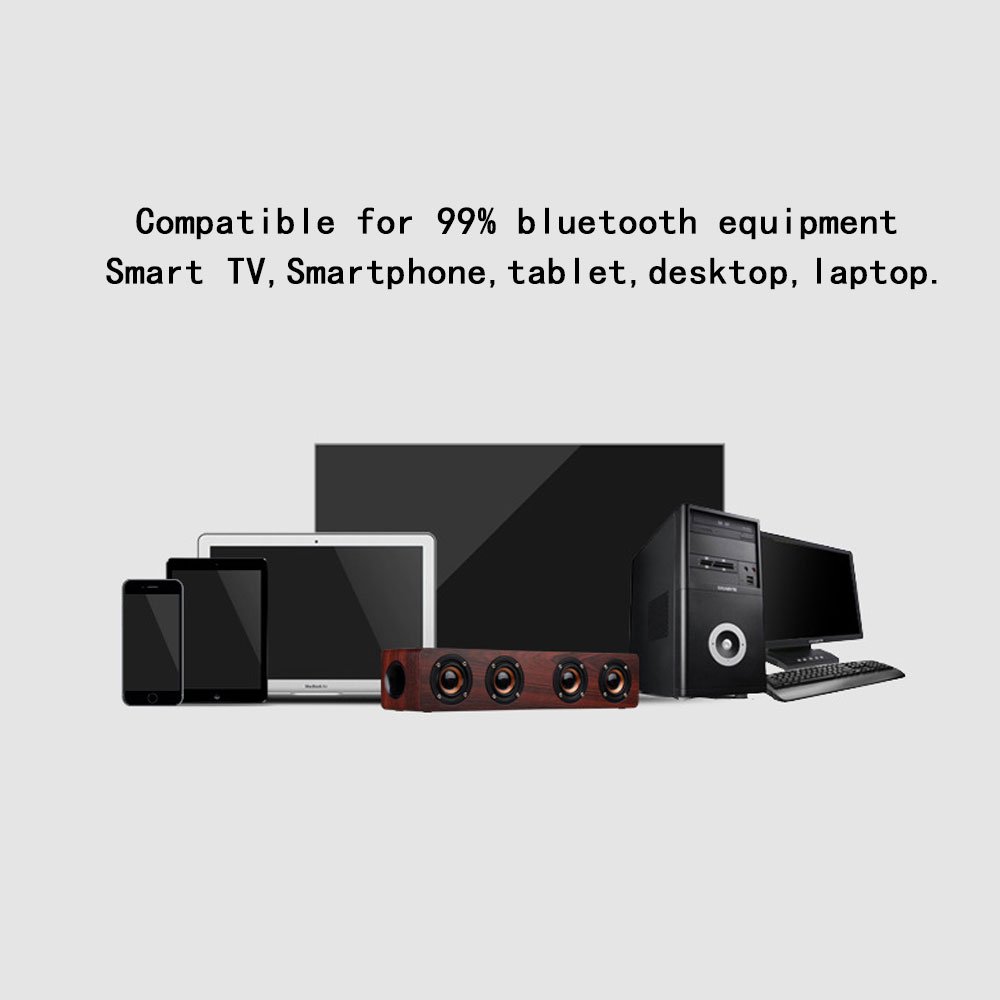 HYASIA Soundbar Bluetooth Speaker Wireless Wooden Desktop PC Speaker TV Support TF AUX Handsfree Audio for Bookshelf Phone Home