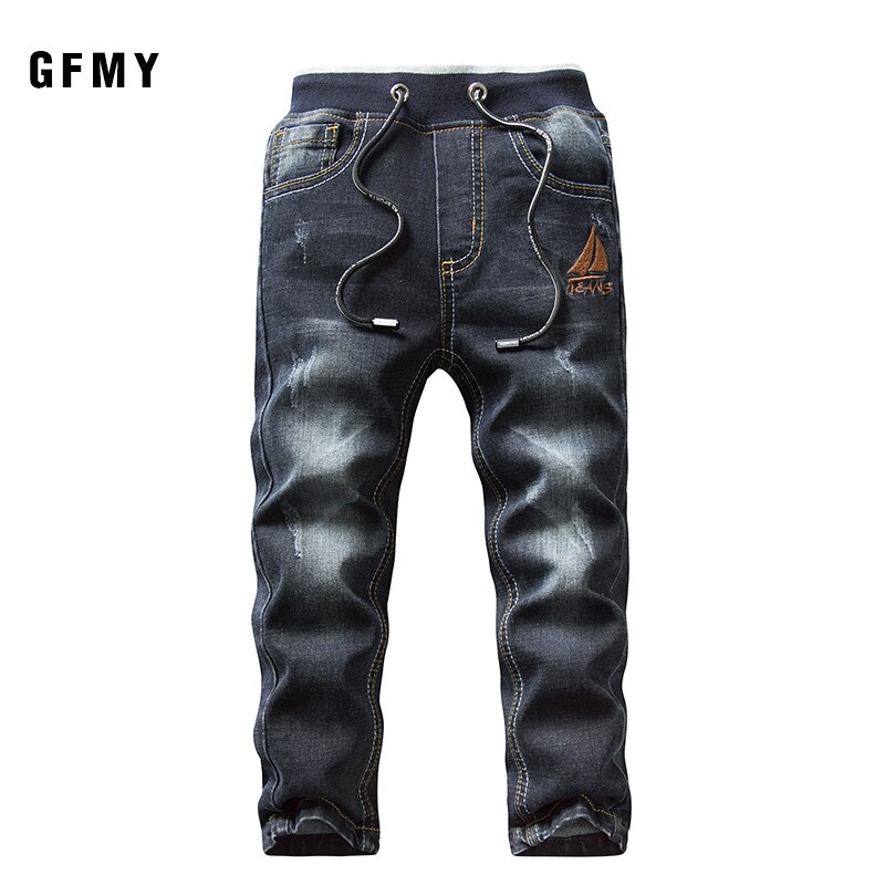 GFMY Brand Leisure Winter Black Plus Velvet Boys Jeans 3year -10year Keep warm Straight type Children&#39;s Pants 9082