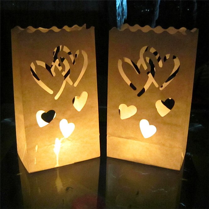 10 stk / parti udendørs lys lanterne stjerner te lys holder papir lanterne lys taske til festlige festartikler bryllup dekoration