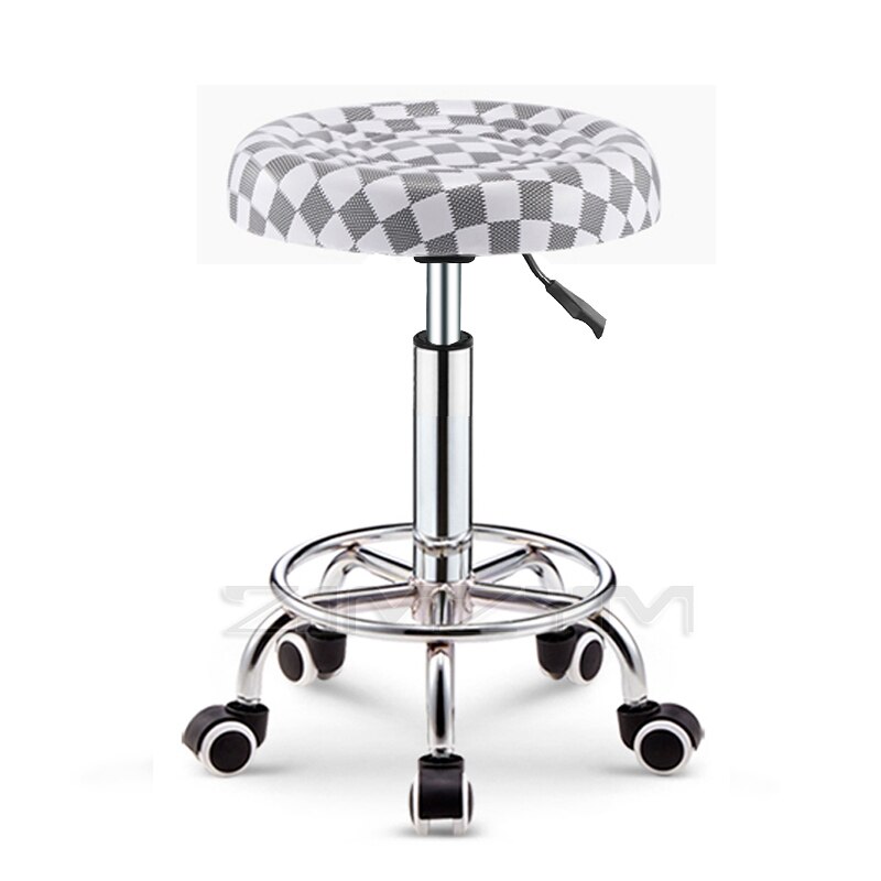 Taburete de salón de peluquería, silla giratoria de barra, elevador de equipo de PU, muebles ajustables, taburete de maquillaje: white