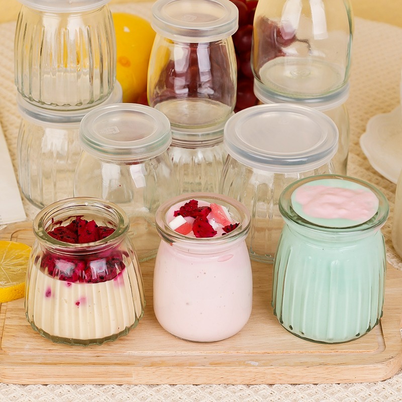 1/3Stck Joghurt Gläser mit PE Deckel Klar Glas ... – Grandado