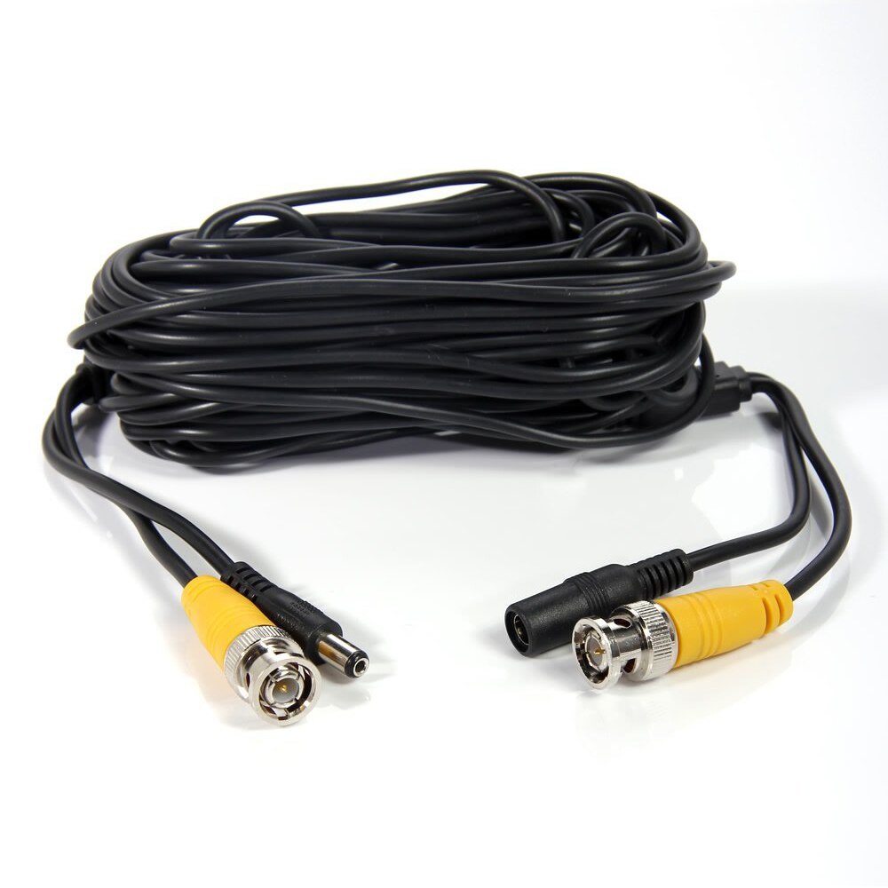 MOOL 50 FEET DVR CCTV CAMERA VIDEO POWER CABLE CORD RCA BNC Black