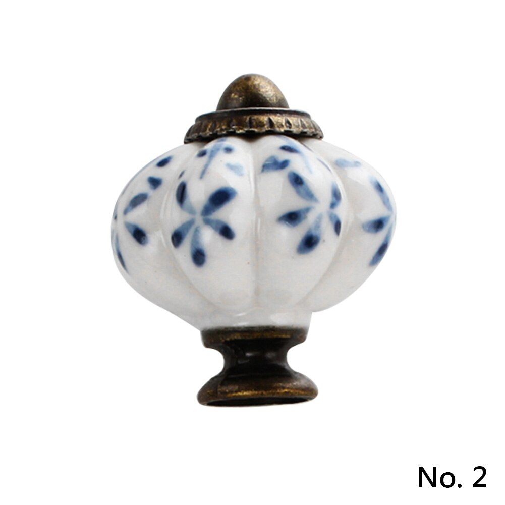 Poignée de meubles Vintage boutons de porte potiron céramique armoire poignées meubles tiroir placard cuisine tirer poignée 11 couleurs: no. 2