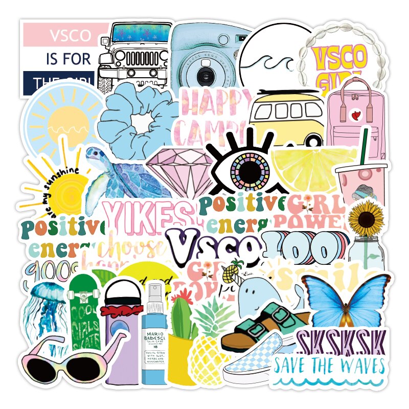 50Pcs VSCO Stickers Meisje Ding Cool Waterdichte Stickers Voor Laptop Skateboard Motorfiets auto Pack Decal Meisjes Stickers: 50pcs-A19