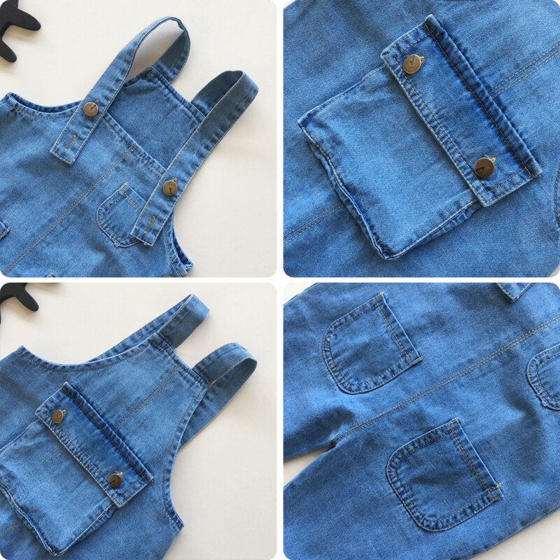 Kids denim overalls lente meisjes cowboy band leggings kinderen Koreaanse riem broek 3 tot 8 jaar kind harem jeans kleding