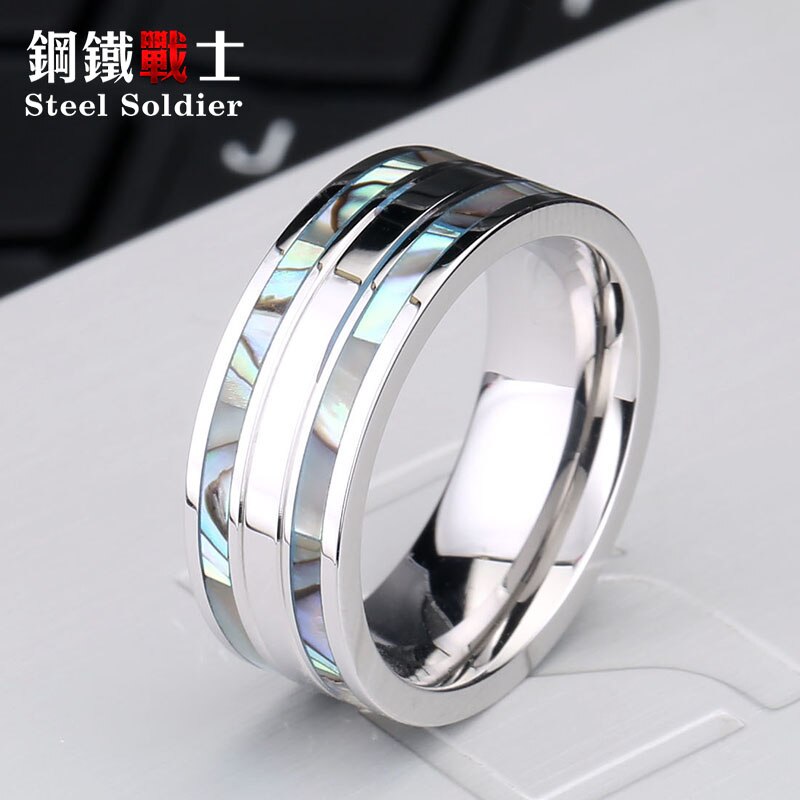 Staal soldaat rvs shell inlay ring mannen rvs mode unieke mannen sieraden