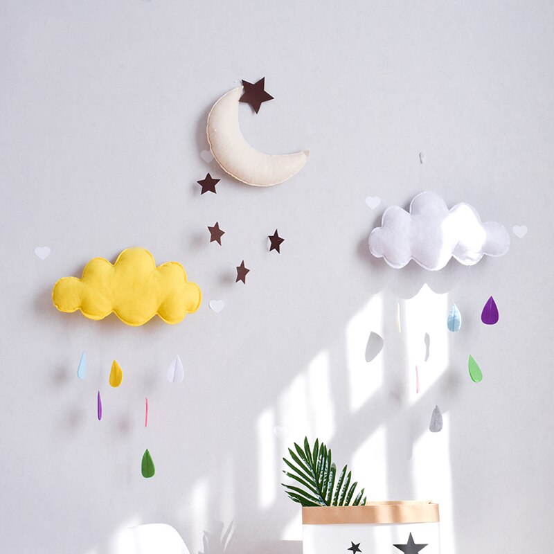 kids teepe tent home decor handmade clouds raindrops non-woven wall stickers Year pendant photography props