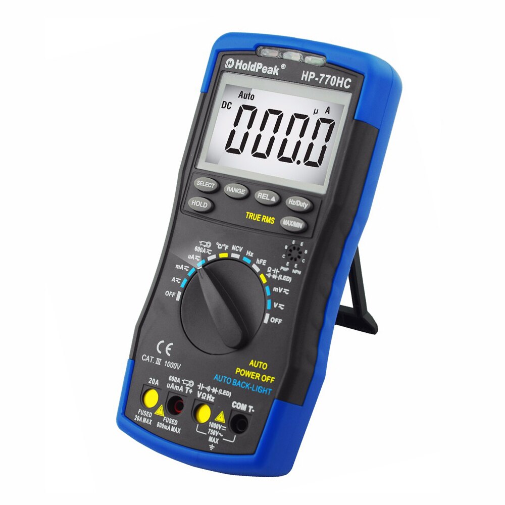 HoldPeak HP-770HC True RMS Autoranging Probe Digital Multimeter With NCV+HP-605A Clamp Adapter 600A AC/DC Current Power LED 45mm