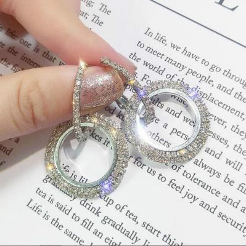 European and American jewelry popular geometric imitation circle statement earrings