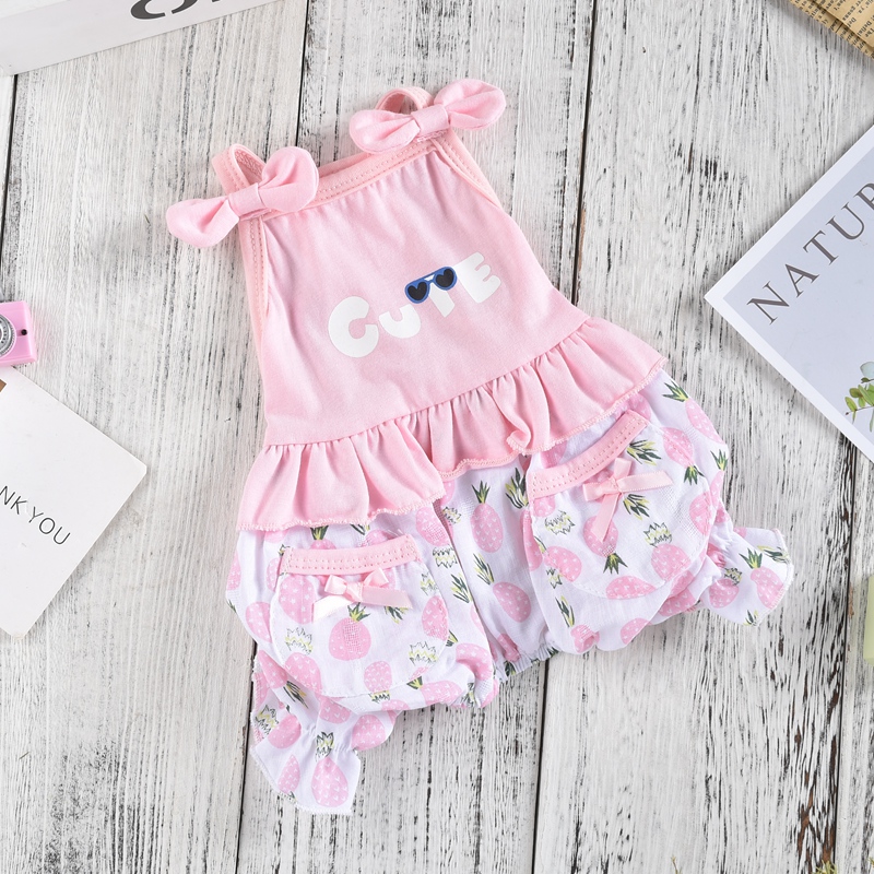 Sød sommervest, heldragt til små mellemstore hunde, pink blå, fransk bulldog, yorkshire terrier, kæledyrstøj med kølende bukser xxxl: Xl / Lyserød