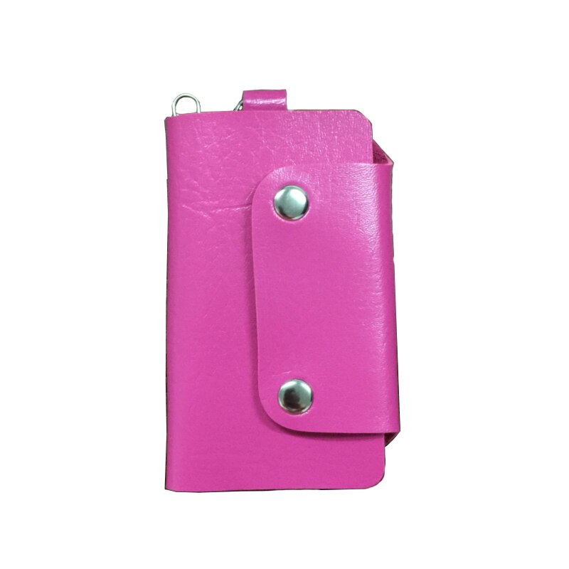 Pu læder husholderske indehavere bil nøglering nøgleholder taske taske tegnebog betræk læder nøgleholder læder nøglering: Rosenrød