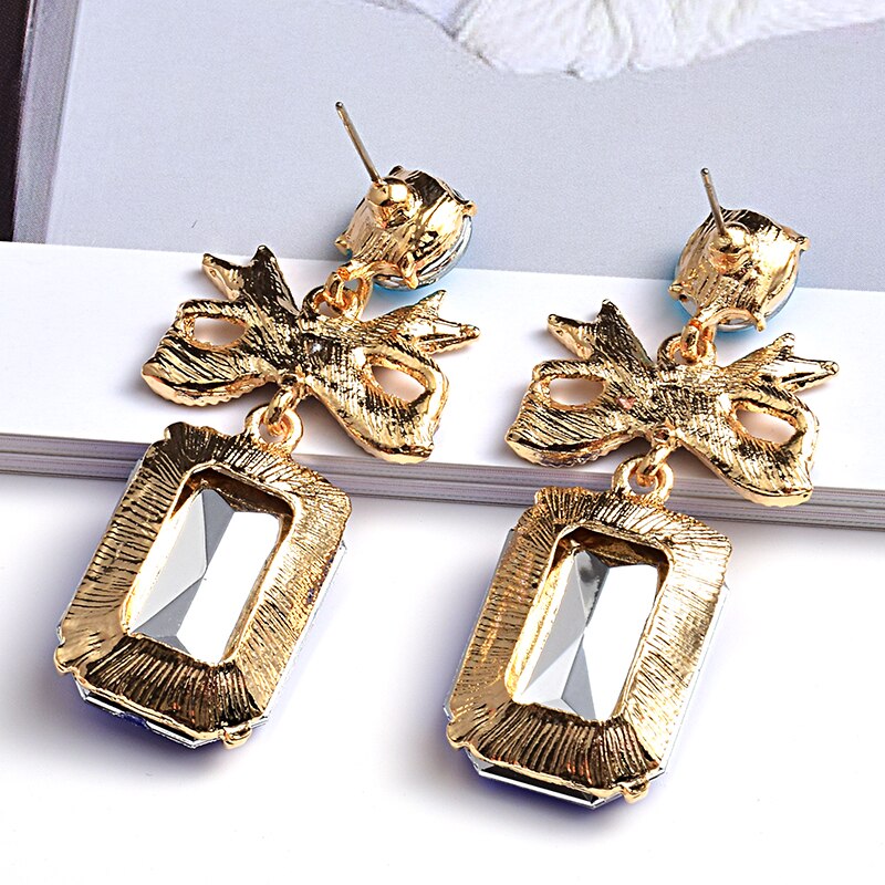 Hoge Metalen Kristallen Lange Oorbellen Mode Trend Kleurrijke Steentjes Sieraden Accessoires Voor Vrouwen