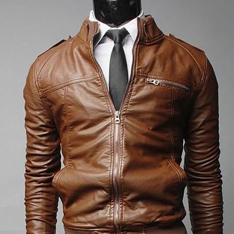 Men's Locomotive Coat Jacket Spring Jacket Men Leather Windbreaker Coats Motorcycle Leather