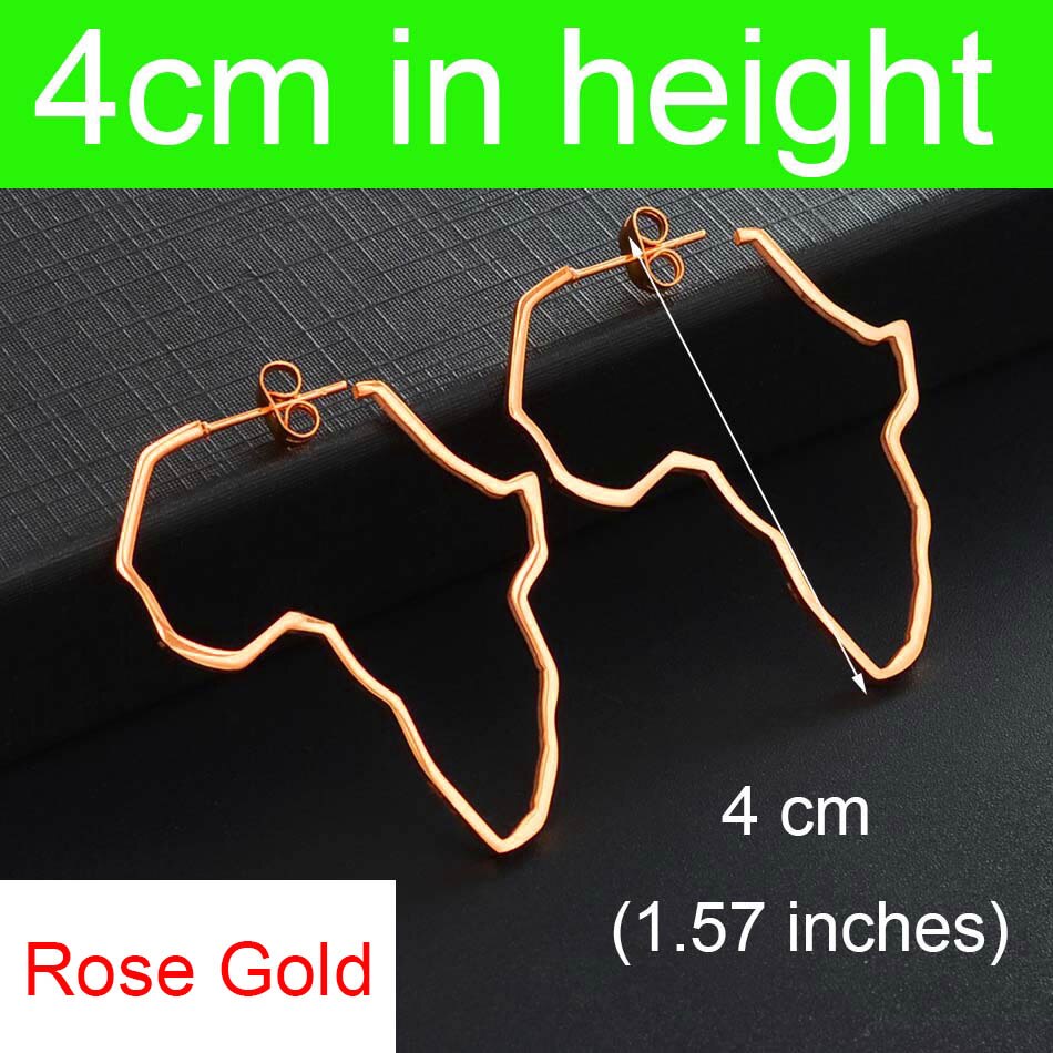 Anniyo Afrikaanse Kaart Grote Oorbellen Overdrijven Groter Oorbel Afrika Ornamenten Traditionele Etnische Hyperbole Christmas #103721: 4cm Rose Gold