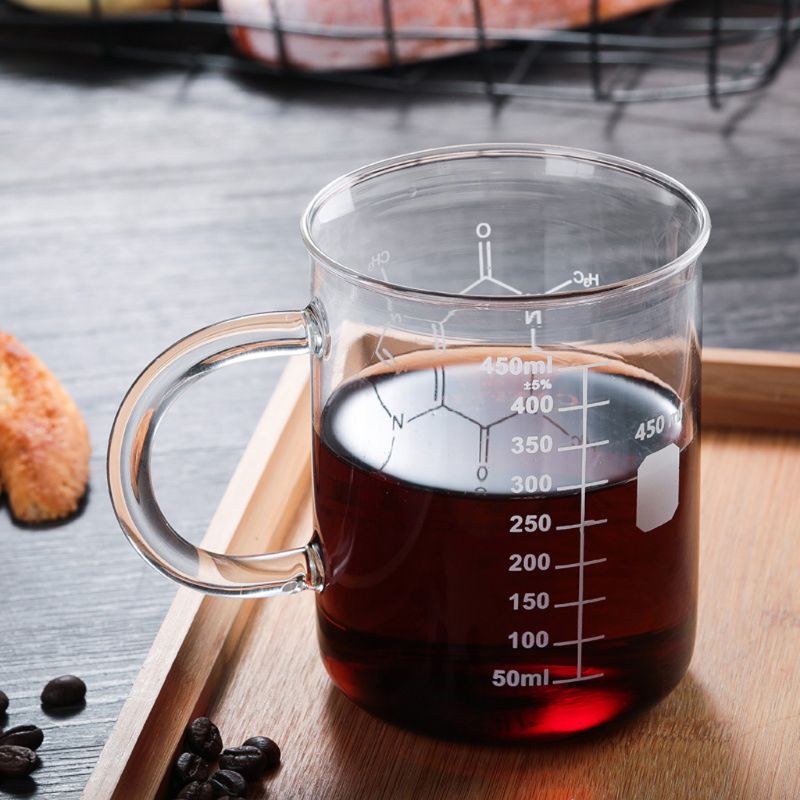 Cafeïnebeker mok maatbeker mok met handvat borosilicaatglas beker