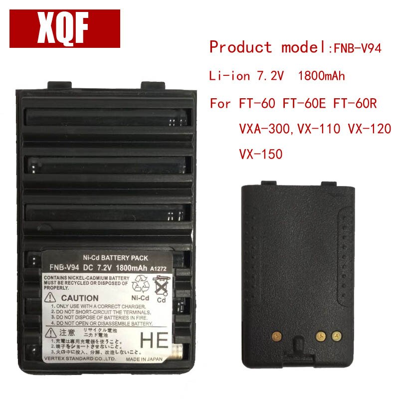 Xqf 1800mah 7.5v FNB-V94 ni-cd bateria para rádio yaesu/vértice ft-60 FT-60E FT-60R VXA-300,VX-110 VX-120 VX-150 rádio