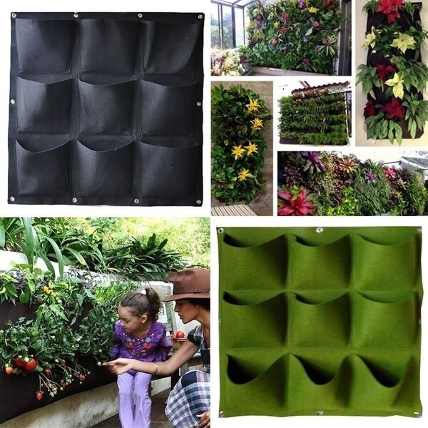 9 Pocket Vertical Greening Hanging Wall Garden Pla... – Grandado
