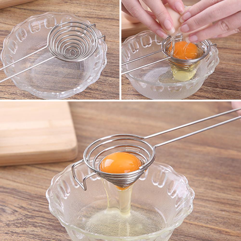 1pc eggehvite separator med krok stål lang verktøy eggeplomme kake håndtak trakt kjøkken runde gadgets skille lag