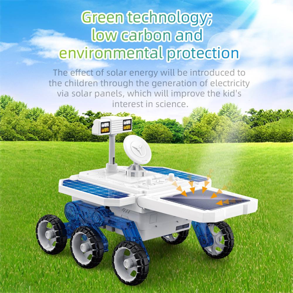 Kids diy solar planet exploration car toy educational assembled model diy building set durable large toy car  b99