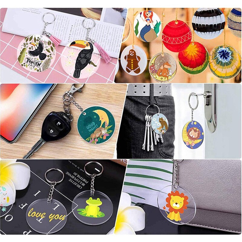 Sublimation Keychain Blanks Set, Keychain Making Kit With Acrylic Blanks, Tassels, Keychain Rings, Jump Rings