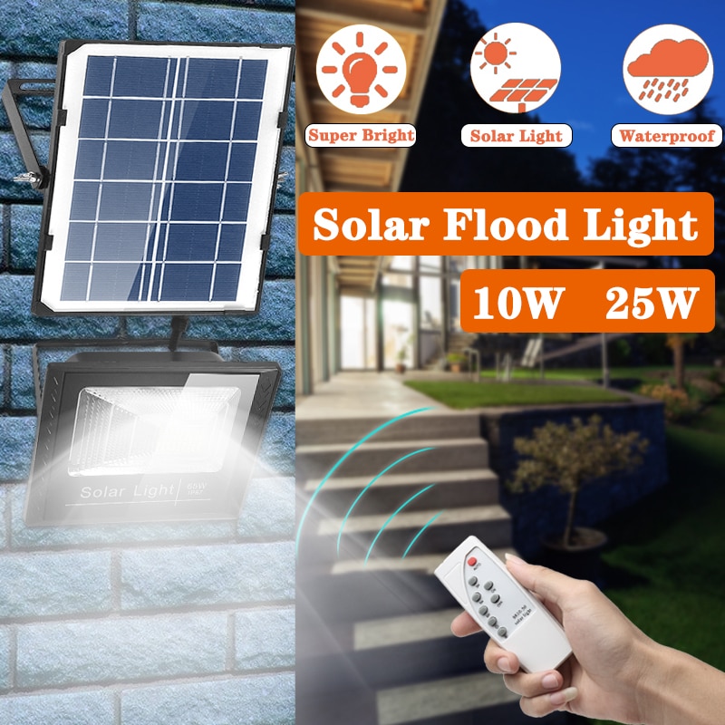Led Solar Schijnwerper Outdoor Motion Sensor Solar Tuin Licht 10W/25W IP67 Waterdichte Lampen Voor Tuin Verlichting afstandsbediening