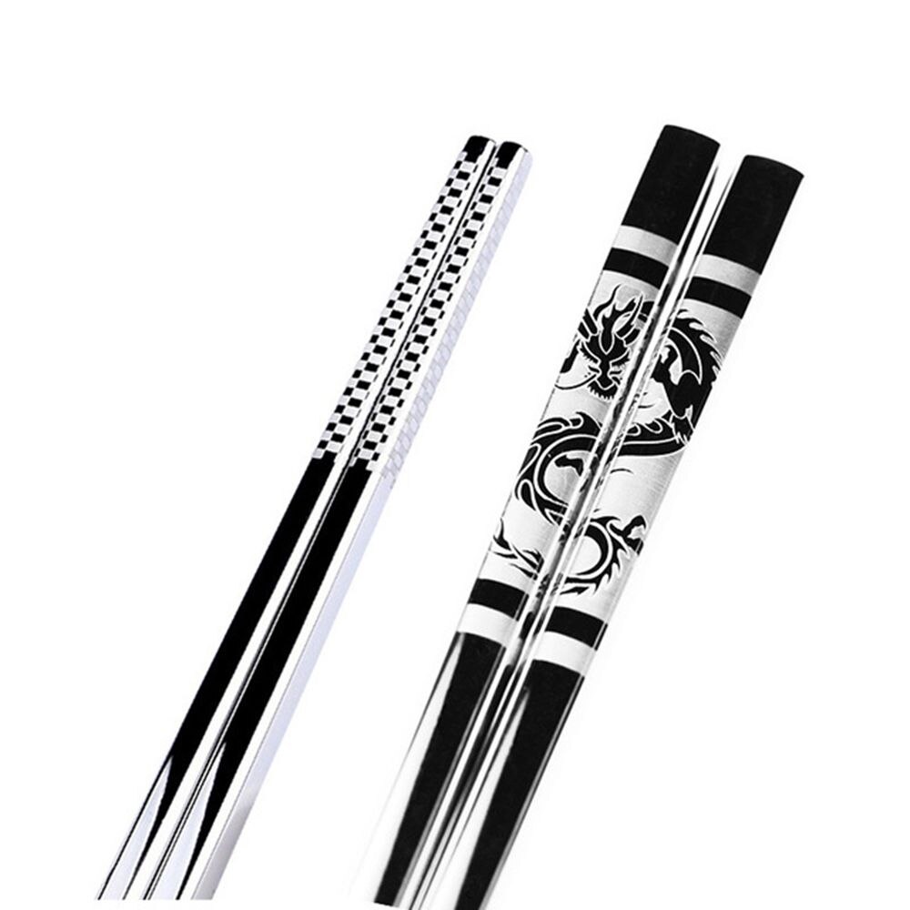 2PCS Stainless Steel Black Dragon Fishs Chopsticks Chinese Long Non-Slip Alloy Sushi Hashi Chop Sticks Chinese Tableware: 1