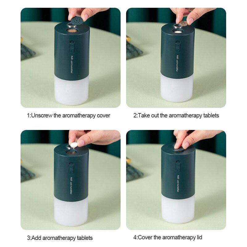 Draadloze Aroma Aromatherapie Diffuser Mini Usb Luchtbevochtiger Aroma Diffuser 300Ml Oplaadbare Met Led Nachtlampje