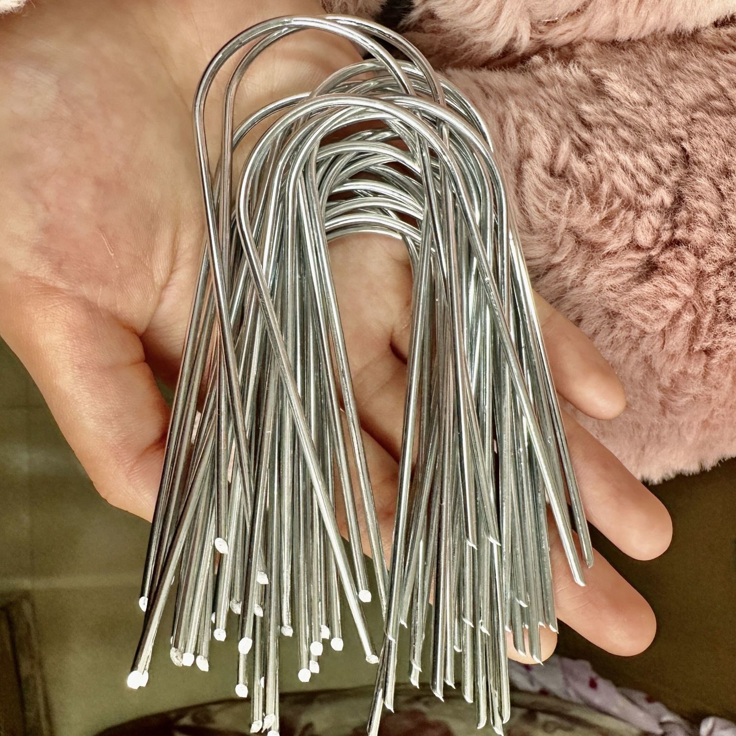 Trädgårdspinne silvermetall u-form trädgårdsklammer trädgårdsmarkspik film fasta pinnar trädgårdsredskap filmpinne landskapsspikar